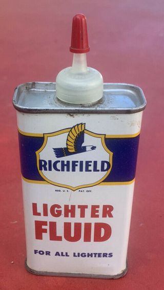 Vintage Richfield Lighter Fluid 4 Ounce Can Empty Handy Oiler Tin