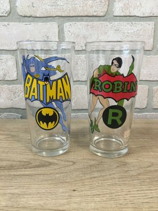 Vintage Batman & Robin Glasses Pepsi Collector Series 1966/1978 Dc Comics