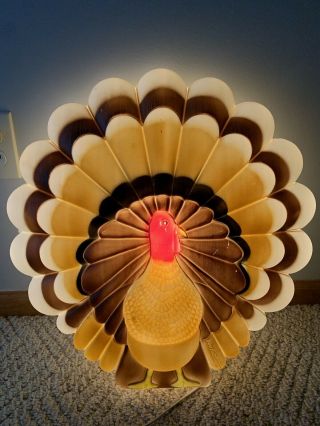 Vintage Don Featherstone Thanksgiving Turkey Blow Mold W/ Cord Light Storage Box