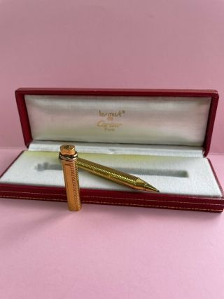 Vintage Authentic Cartier Rollerball Pen Vendome Trinity 18k Gold Plated Box R12