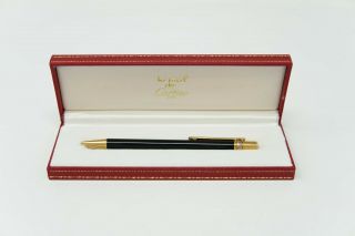 Cartier Trinity Ballpoint Pen - Black Lacquer Gold Plated - W/ Black Cartridge