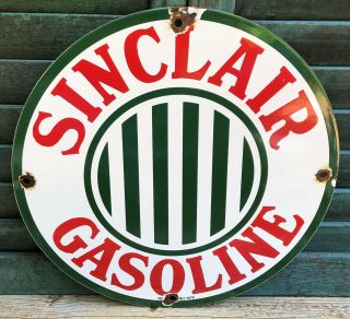 Vintage Sinclair Gasoline Porcelain Gas Station Pump Plate Oil Advertising Sign