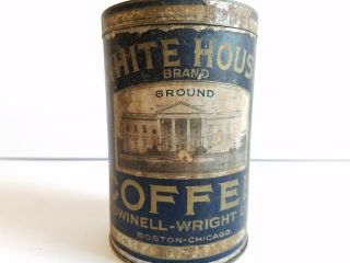 Vintage White House Brand Coffee Empty 1lb Tin Can Dwinell Wright Co