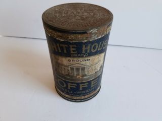 VINTAGE White House Brand COFFEE Empty 1lb TIN CAN Dwinell Wright Co 2