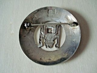Vintage 925 Sterling Silver Warrior Cats Peru Tribal Design Pin Brooch 3