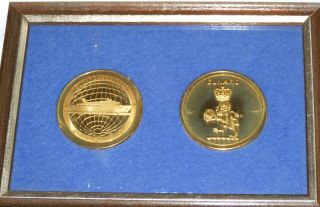 Vintage Cunard Countess 24k Gold Plated Coin Set - Framed -
