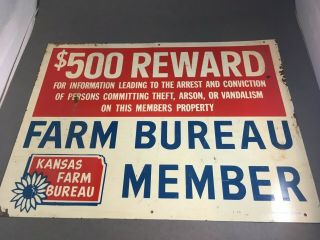 Vintage Farm Bureau Sign Kansas 500 Fine
