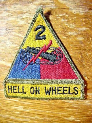 Wwii Us Army 2nd Armored Division Hell On Wheels Patch - - - No Glow