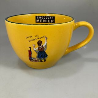 Chocolat Menier Nestle France Editions Clouet 16 Oz Yellow Cup Mug Vintage