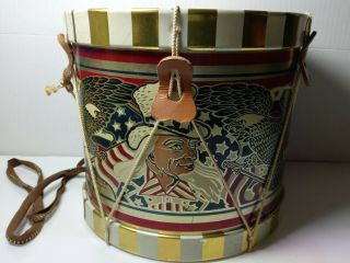 Vintage Noble & Cooley Patriotic 4th Of July Toy Drum,  Uncle Sam,  Eagle,  7 " X9 "