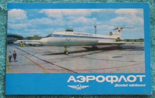 Post Card Air Line Craft Plane Terminal Aeroflot Tu 154 Port Borispol Stewardess