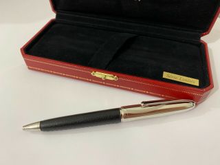 Louis Cartier Logo Black Leather Limited Edition Ballpoint Pen