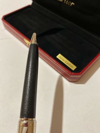 Louis Cartier Logo black Leather Limited Edition Ballpoint Pen 3