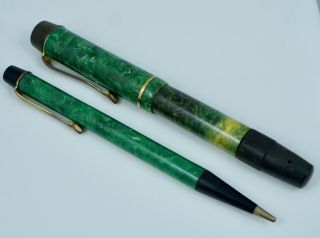 Montblanc 333 1/2 Fountain Pen 22 Twist Pencil Jade Green Set Palladium Nib MB 2