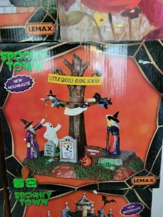 Lemax Spooky Town Halloween Village Little Ghouls Flying School Animated