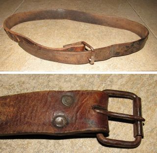 Vintage Military Leather Belt Waist Circumference From 28 " To 38 "