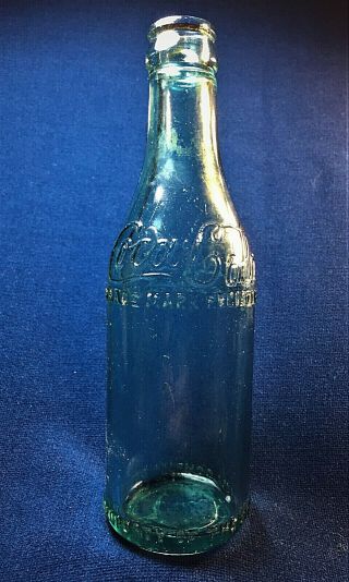 Vintage 1906 Aqua Blue Canada Registered 8 " Glass Coca Cola Bottle