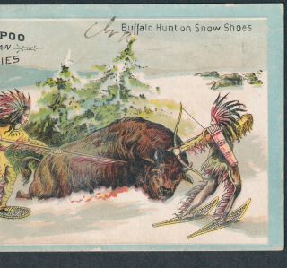 Kickapoo Indian Oil 1800s Buffalo Hunt SnowShoe Cough Cure Sagwa Root Trade Card 2
