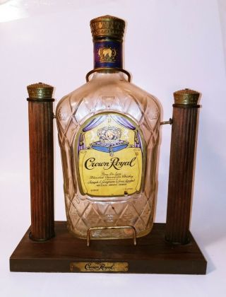 Vintage 1972 Crown Royal Canadian Whiskey 1.  75L Bottle w/ Stand Man Cave Bar 2