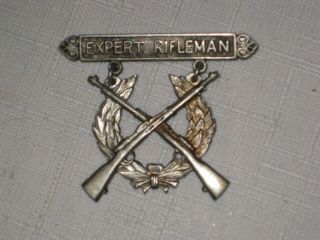Ww2 Us Marine Corps Sterling Silver Expert Rifleman Badge H - H