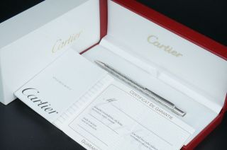 Cartier Ballpoint Pen St150185 2c Decor Silver W/box C25