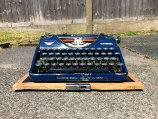 Rare BLUE Continental Wanderer Werke portable typewriter - 3
