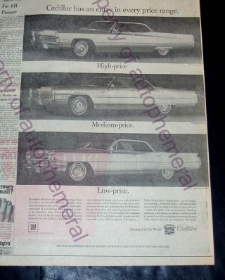 1967 1965 & 1964 Cadillac Sedan De Ville 13x19 " Newspaper Ad W/ Two Past Models
