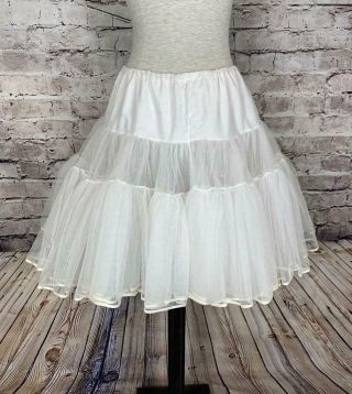 Vintage Crinoline Petticoat Slip Full Fluffy Square Dance White S M