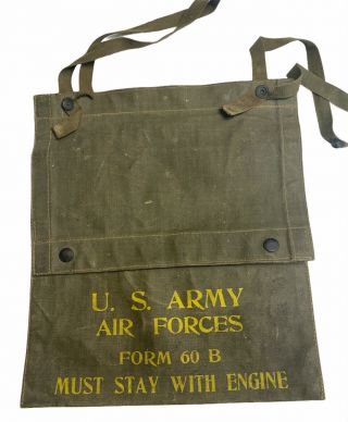 U.  S.  Army Air Forces Pouch To Carry Form 60b Labeled Must Stay With Engine Wwii