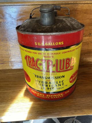 Vintage Trac Tr Lube / Ford 5 Gallon Oil Can W/ Cap / No Spout.