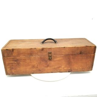 Vintage Wooden Primitive Handcrafted Long Tool Box With Handle 31.  5 " X 10 " X 10 "