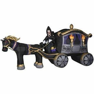 Gemmy 11 Ft Reaper On Horse Carriage Airblown Inflatable Halloween