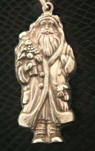 Solid 9.  25 Sterling Silver Cazenovia Abroad " Victorian Santa " Christmas Ornament