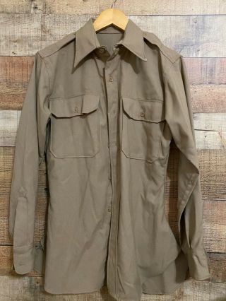 Ww2 U.  S.  Army Tropical Weight (khaki) Long Sleeve Uniform Shirt