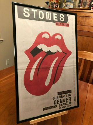 Big 11x17 Framed Rolling Stones Live In Denver - No Filter Tour 2019” Concert Ad