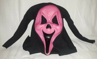 Vintage Scream Pink Ghostface Halloween Mask Fun World Div Cloth Back