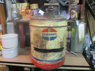 Standard Oil Co Amaco Empty 5 Gl Gallon Can Motor Tin Service Station Gas