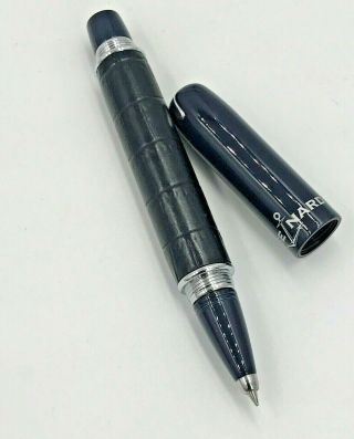 Ulysse Nardin Blue Leather Rollerball Pen In Authentic