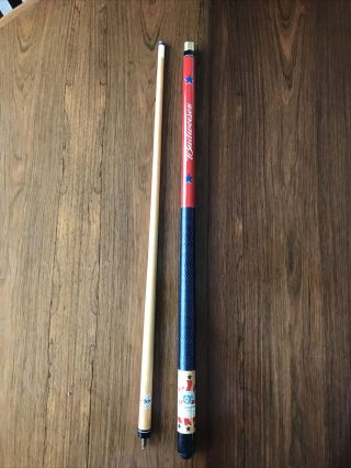 Vintage Budweiser Pool Stick Cue With Case 18oz