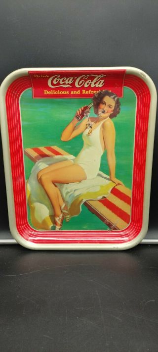 Vintage 1939 Coca - Cola " Swimsuit " Tray 10 1/2 " X 13 1/4 "