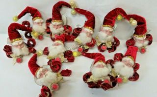 Vintage Set Of 10 Mark Roberts Santa Fairy Lapel Pin Back Christmas Ornaments