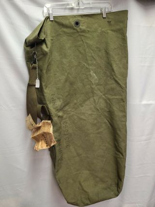 Vintage Wwii United States Army Usa Od Green Canvas Duffle Gear Bag Military