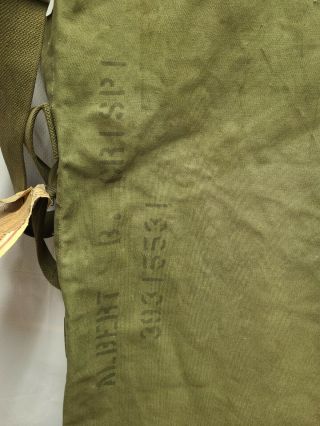 Vintage WWII United States Army USA OD Green Canvas Duffle Gear Bag Military 2