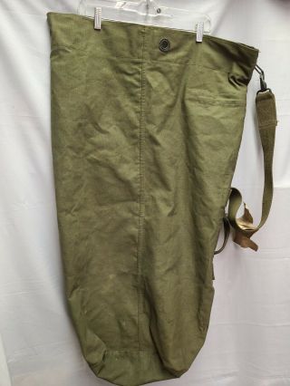 Vintage WWII United States Army USA OD Green Canvas Duffle Gear Bag Military 3
