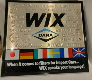 Vintage Wix Filters Import Car Embossed Sign Vintage Shop Bmw Jaguar 23” X 25.  5”