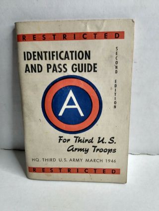 Us Army Books Identification & Pass Guide " Restricted "