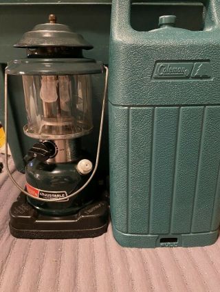 Vintage Coleman 1986 288 A 700 Adjustable Two Mantle Lantern W/ Green Case