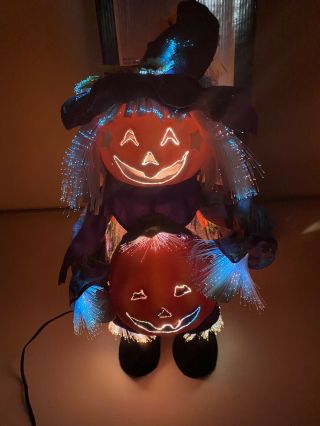 Rare Fiber Optic Pumpkin Head Figure Jackolantern Color Changing Halloween Decor