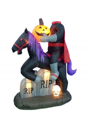 6.  7 Foot Tall Halloween Inflatable Headless Horse Pumpkin Decoration Blowup