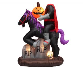 6.  7 Foot Tall Halloween Inflatable Headless Horse Pumpkin Decoration Blowup 2
